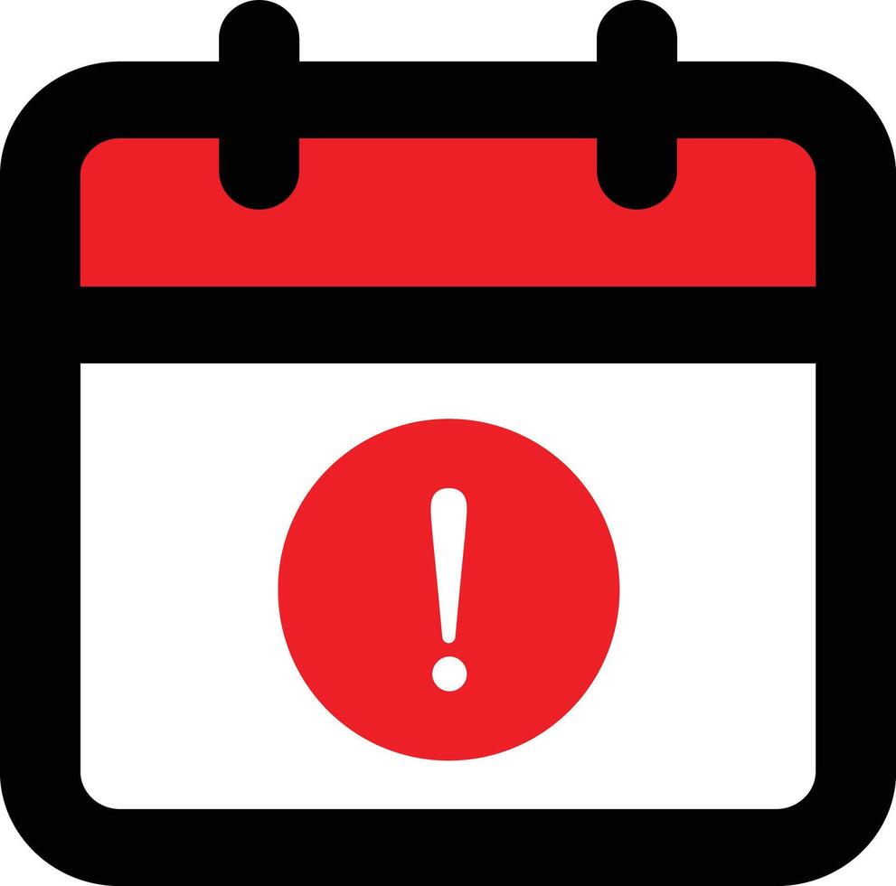 Calendar with exclamation mark icon isolated on white background . Event reminder notification icon vector