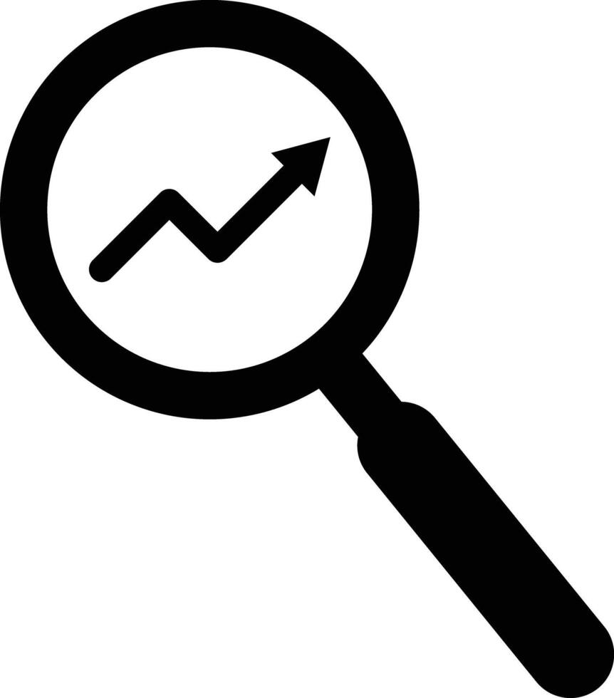 Magnifying glass and growth arrow icon isolated on white background . illustration vector