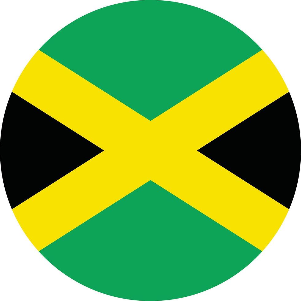 Round Jamaica flag . Circle flag of Jamaica . Jamaica flag button . illustration vector