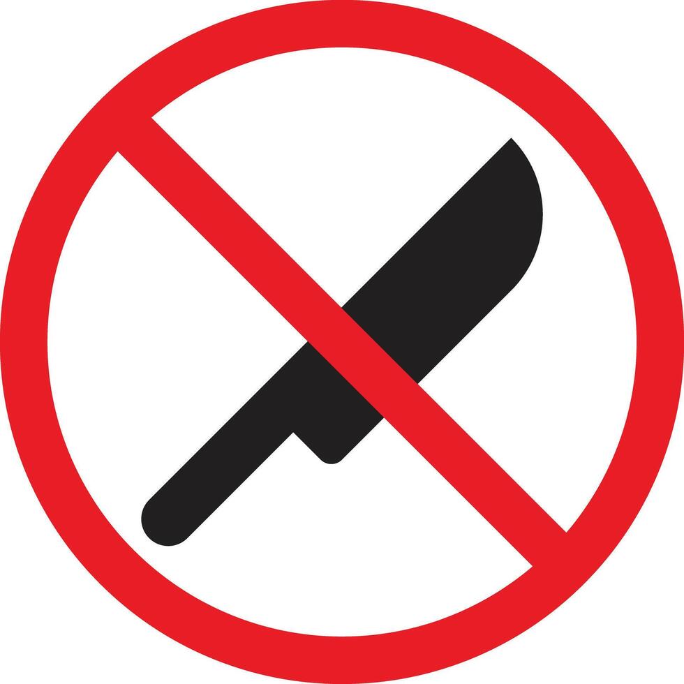 No cuchillo firmar . No arma permitido símbolo . cuchillo prohibido icono . No arma firmar vector