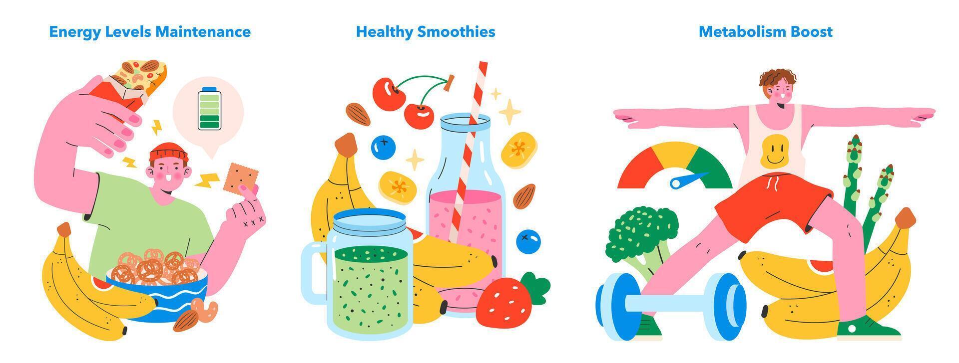 Healthy Snacking set. illustration. vector