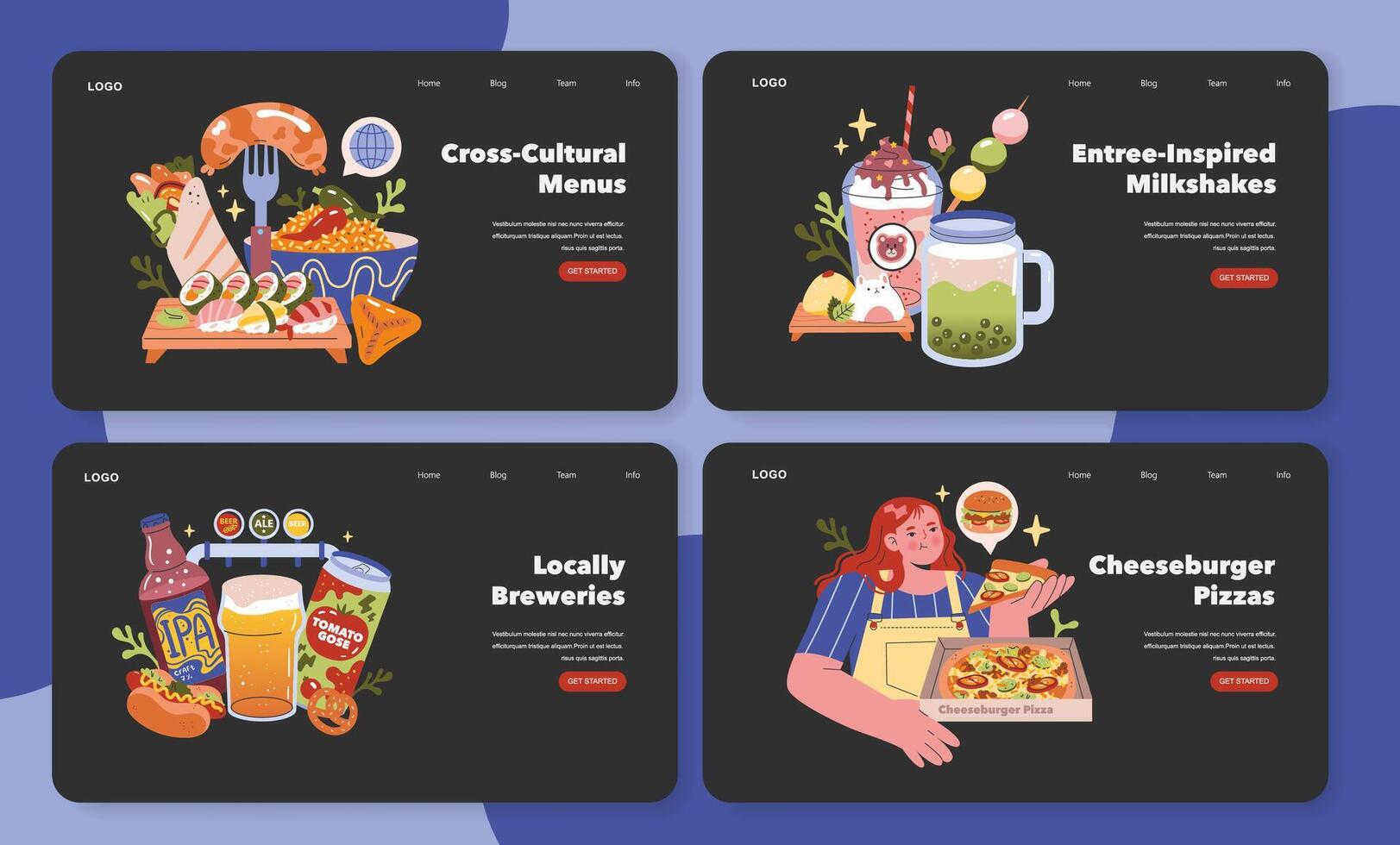 Multicultural Cuisine set. illustration. vector