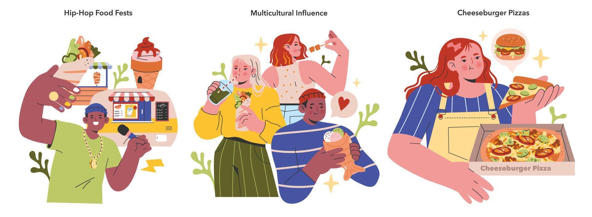 Multicultural influence set showcases illustration. vector