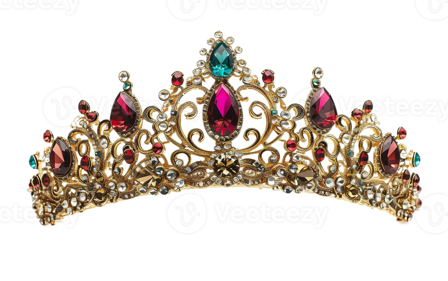 Royal Gemstone Crown Display on the transparent background, Format png