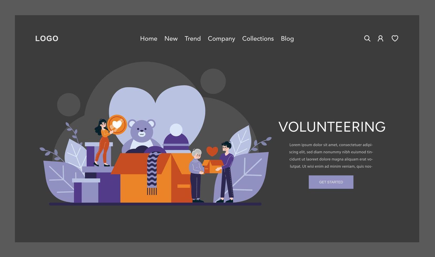 A heartfelt illustration showcasing the spirit of giving, with joyful volunteers engaging in community service and donation activities vector
