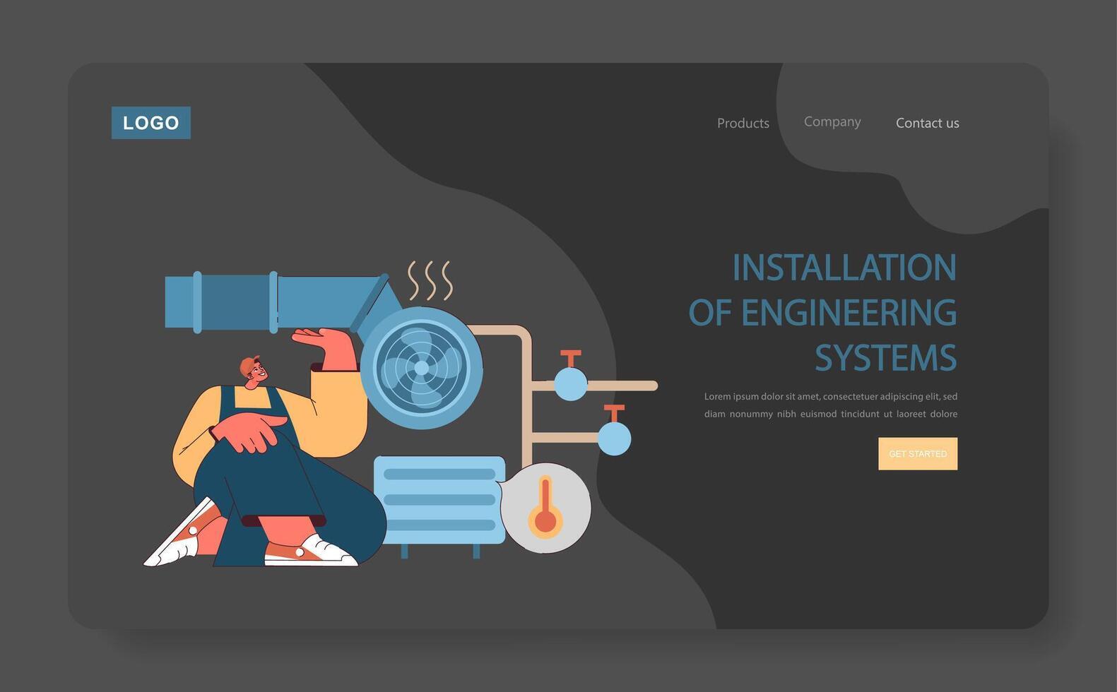 instalación de Ingenieria sistemas concepto. vector