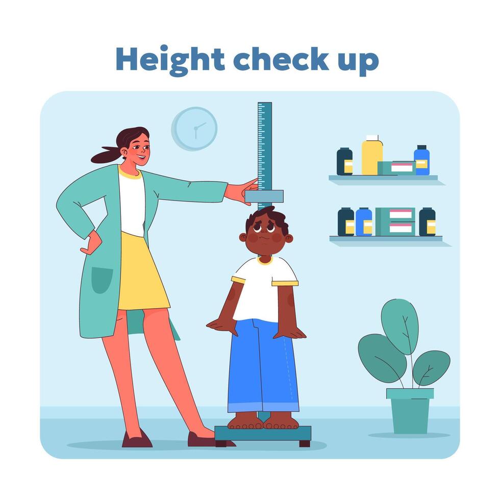 Pediatric height measurement. illustration vector