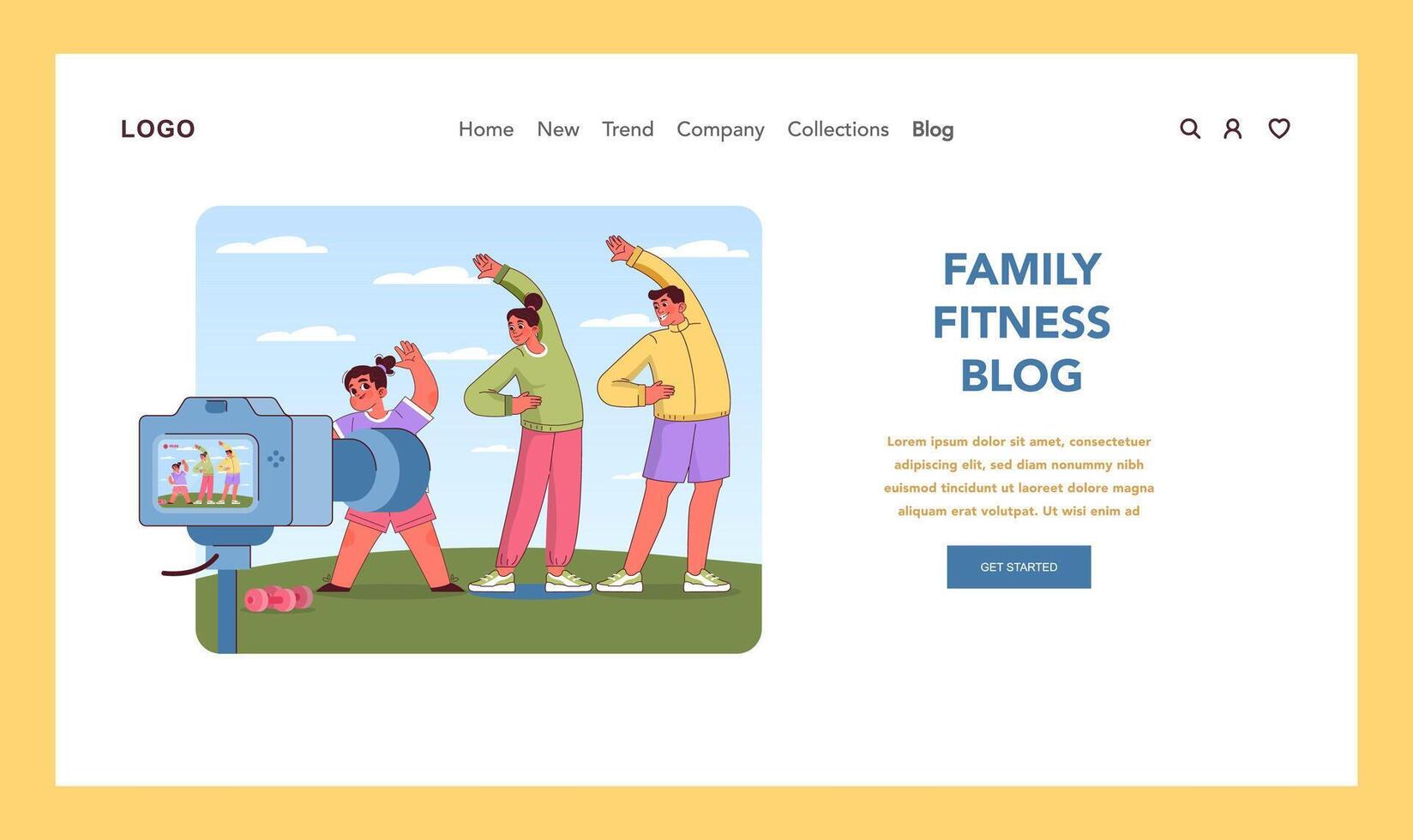familia aptitud Blog concepto. ilustración vector