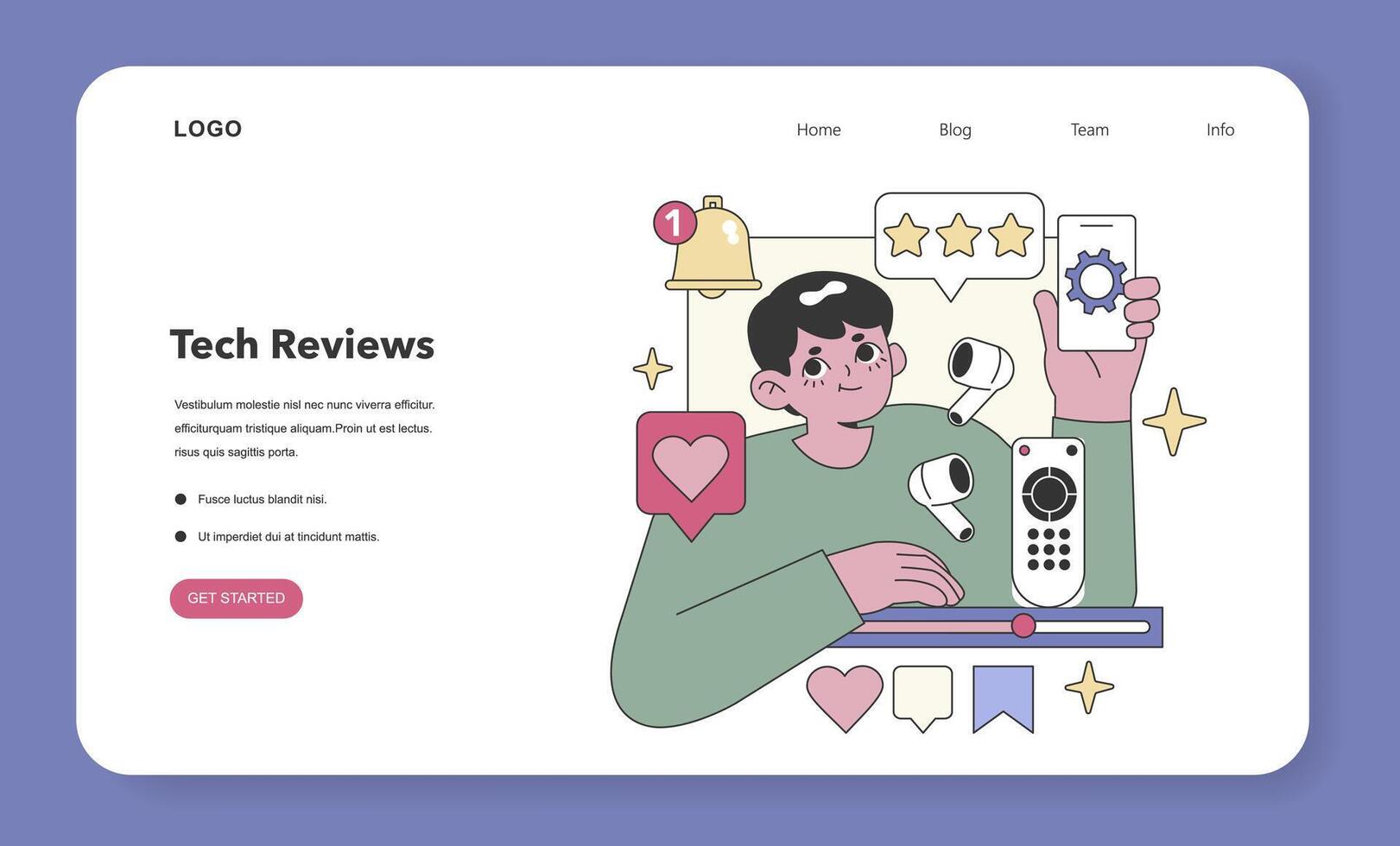 Tech Reviews theme. Flat illustration vector