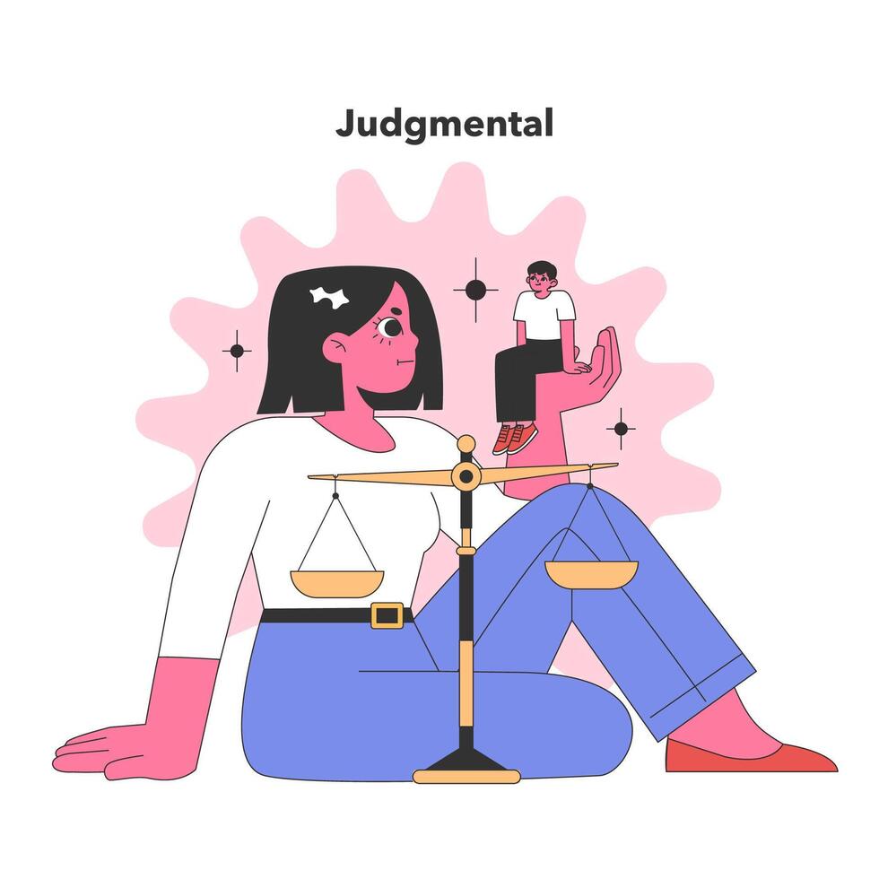 Judgmental Personality trait. . Flat illustration. vector