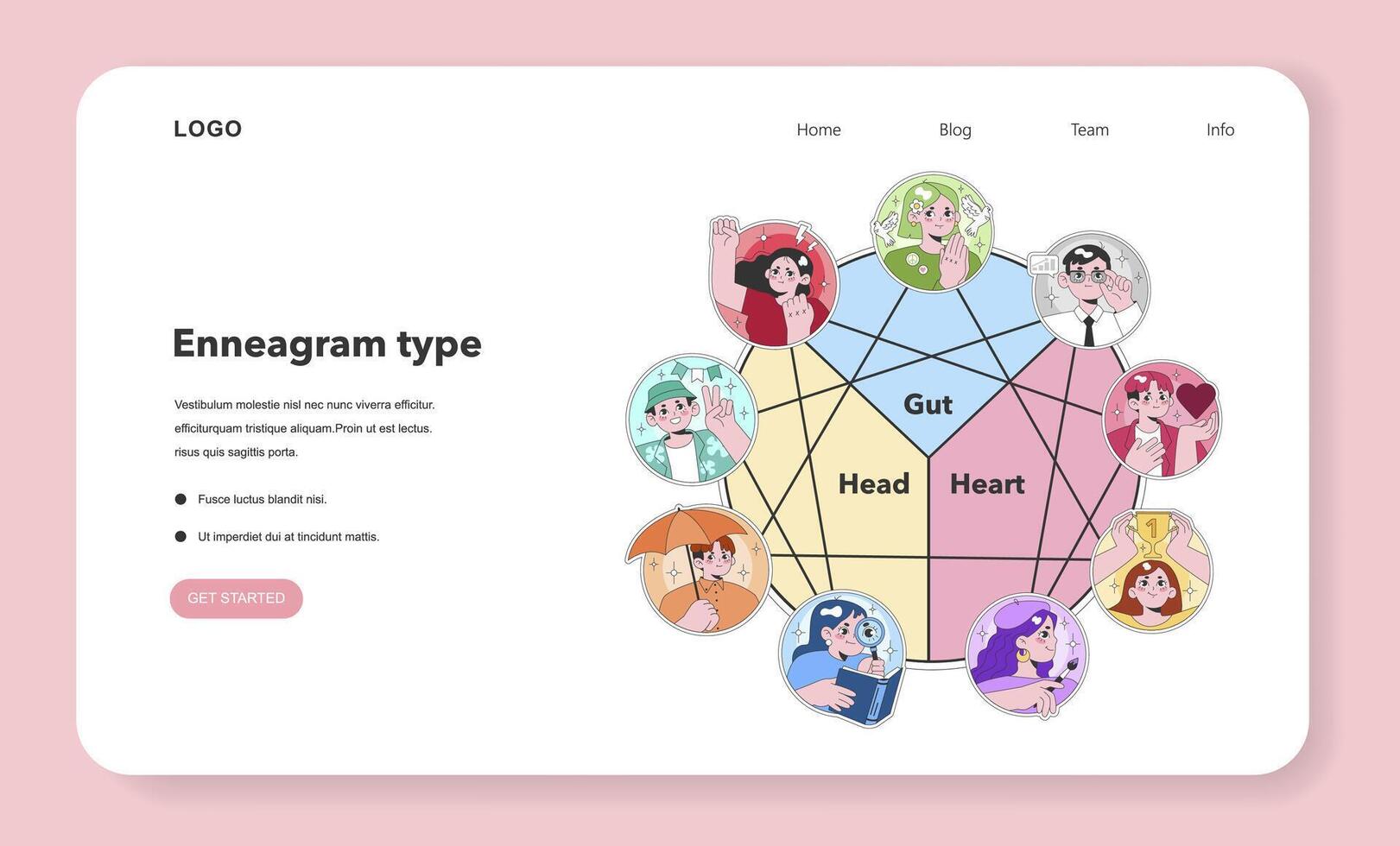 Enneagram type diagram. Flat illustration vector