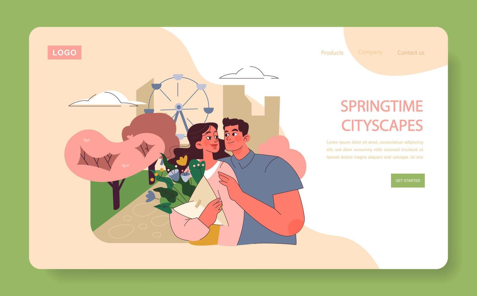 Springtime Cityscapes theme. vector