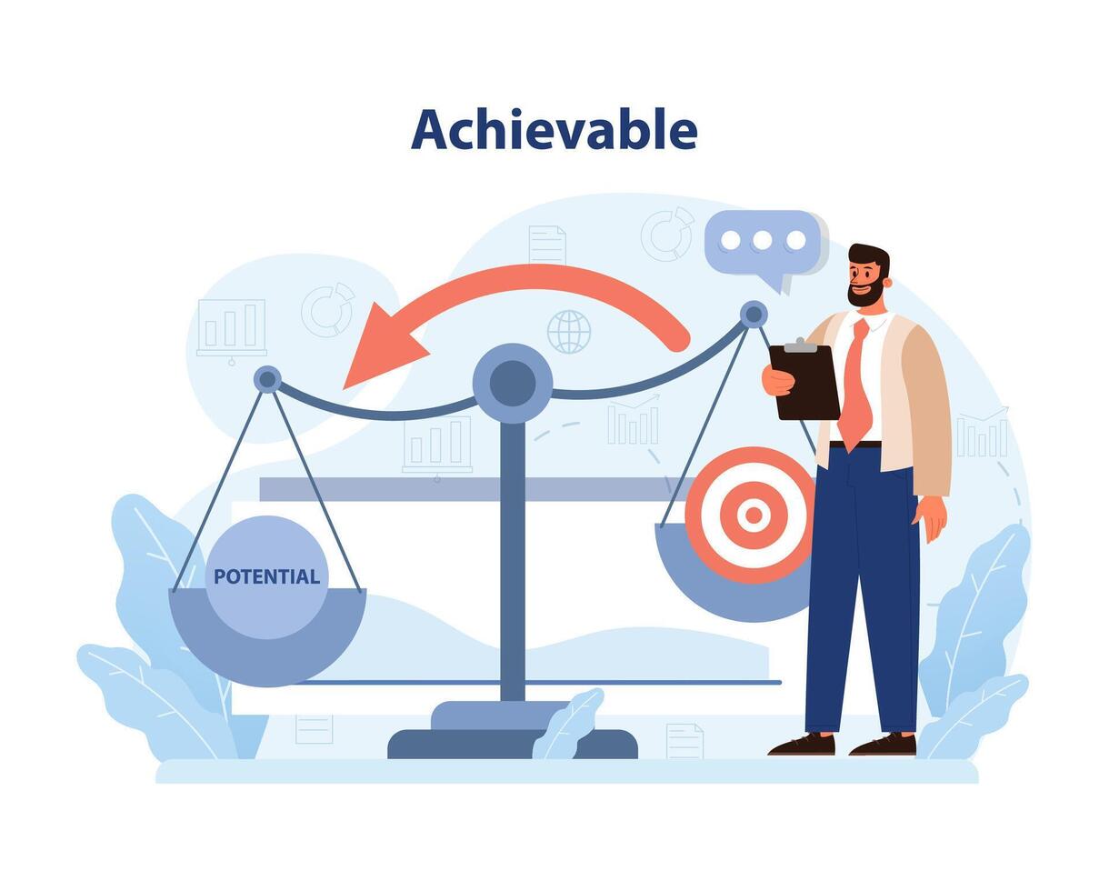 Achievable goals showcased. Flat illustration vector
