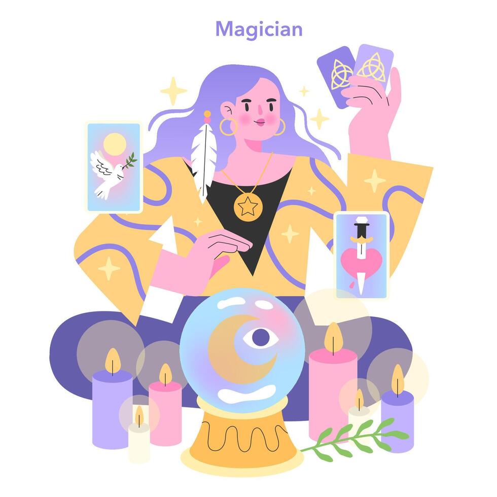 Magician Archetype illustration. Captivating and esoteric design. vector