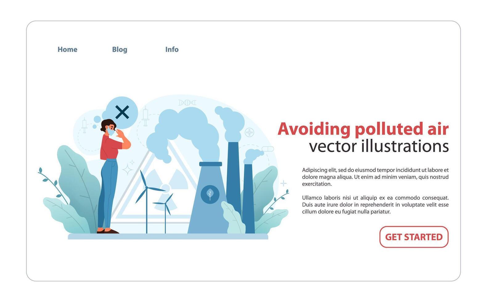 Air Pollution Avoidance Illustration. An individual covers his nose. vector