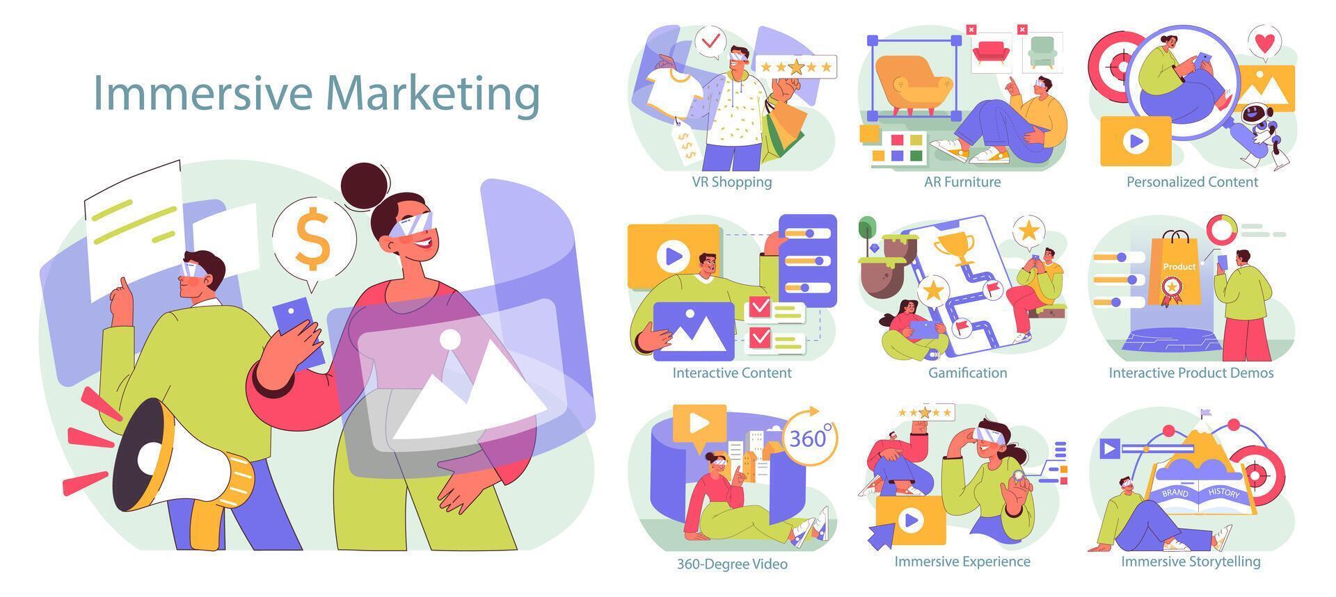 immersive marketing. Flat Illustration vector