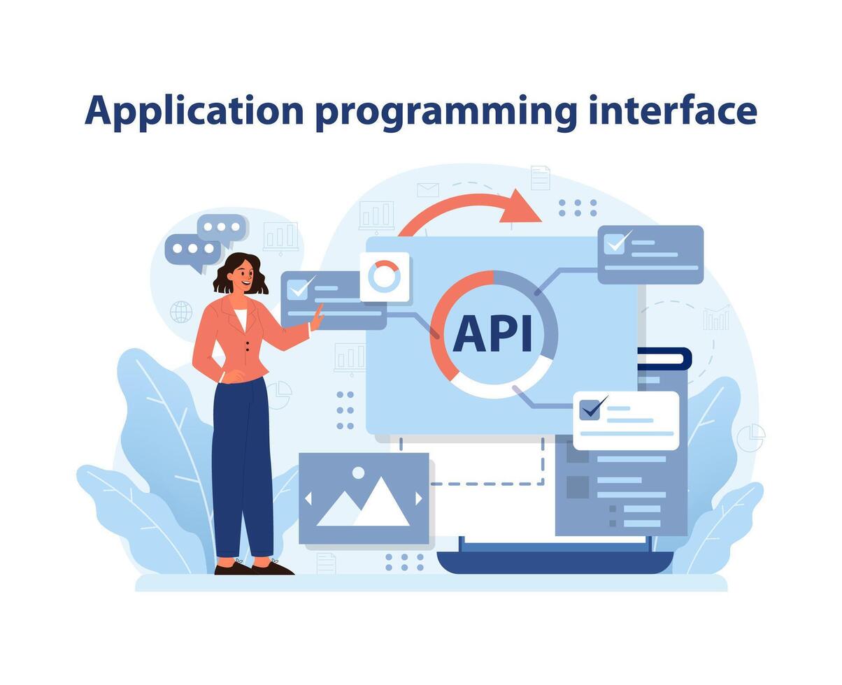 api integración y desarrollo. vector