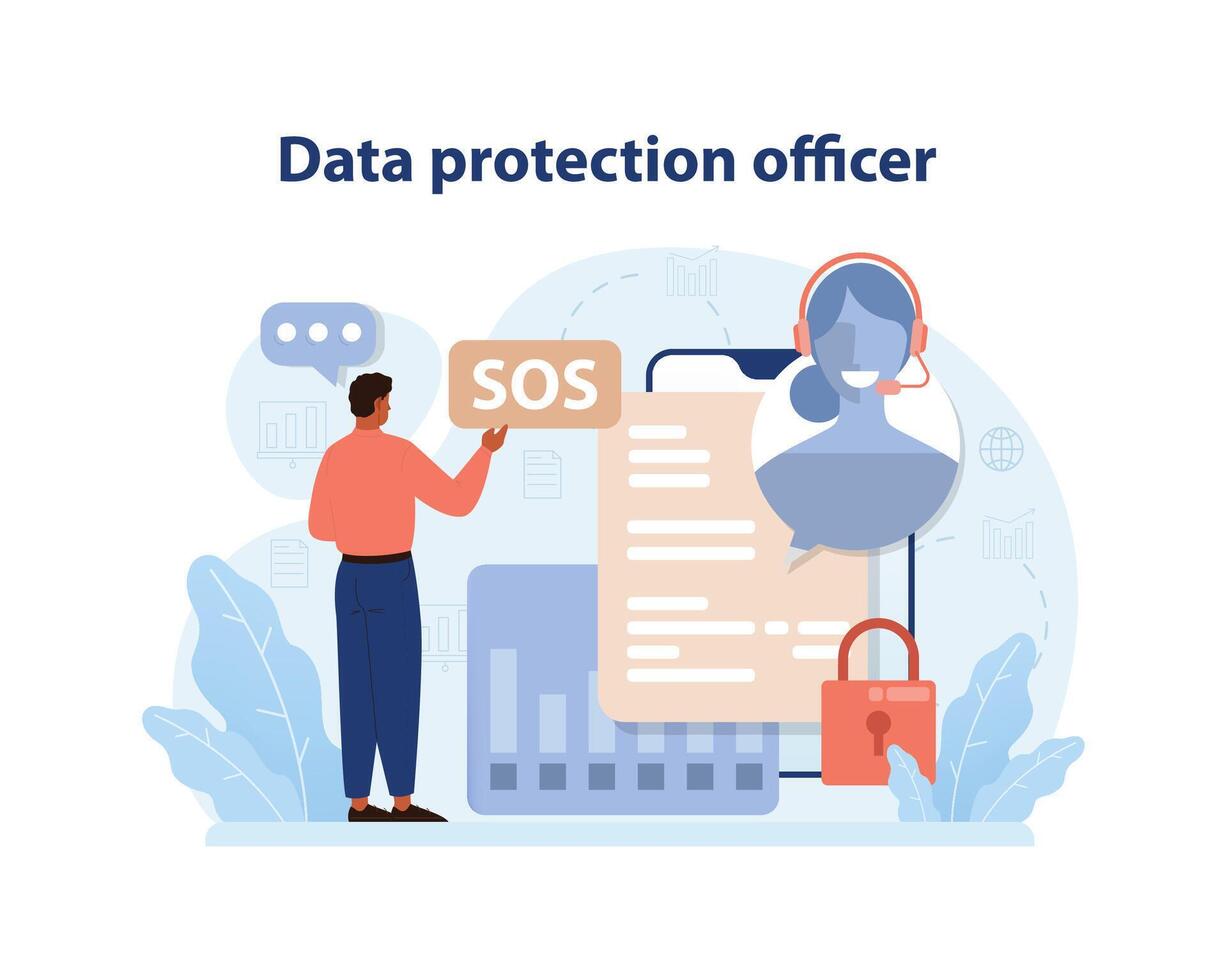 Data protection officer concept. Flat illustration 42894936 Vector Art ...