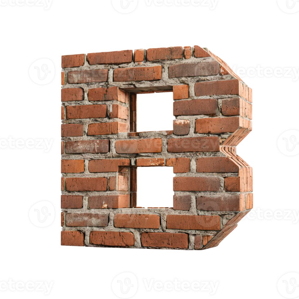 Alphabet made from brick wall png