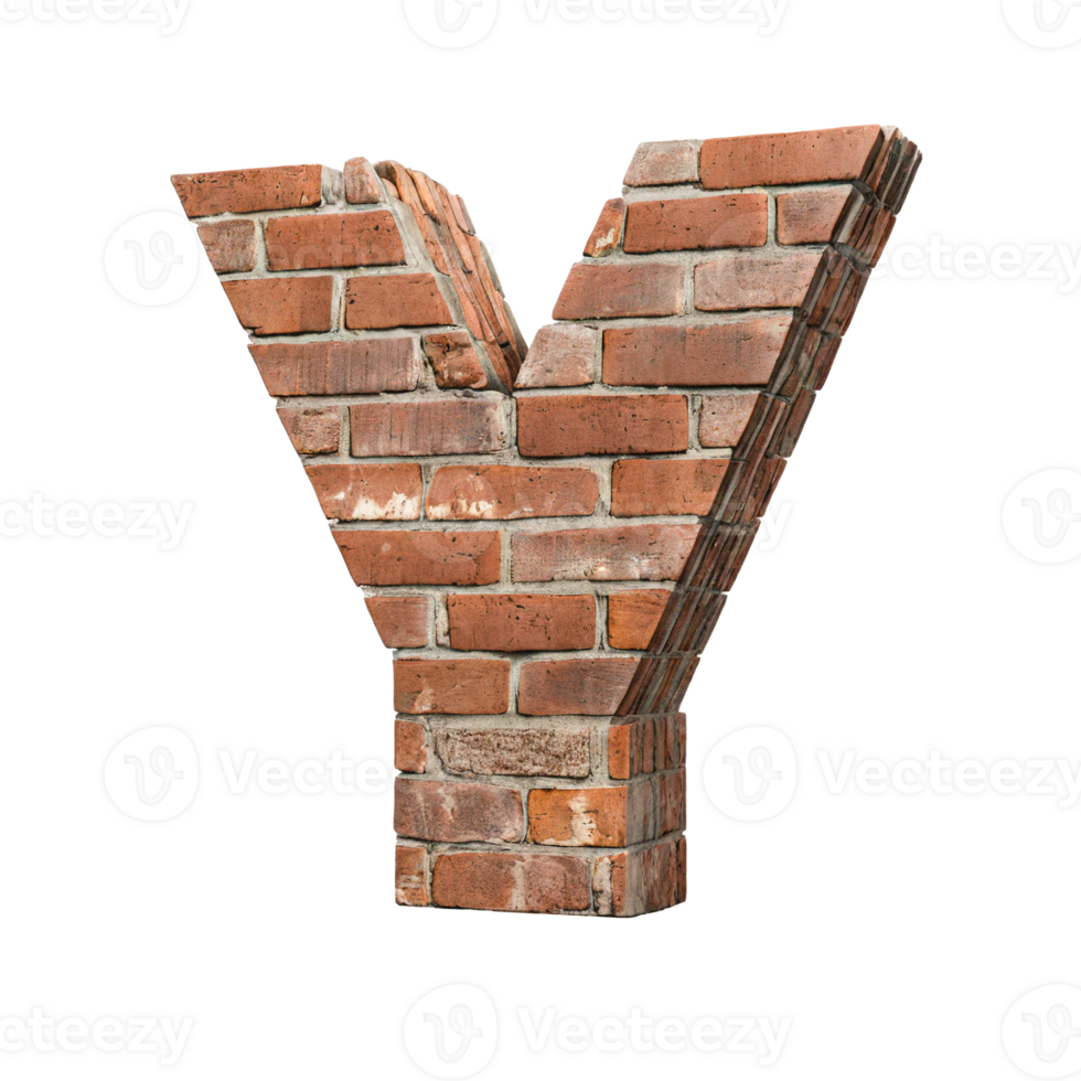 Alphabet made from brick wall png
