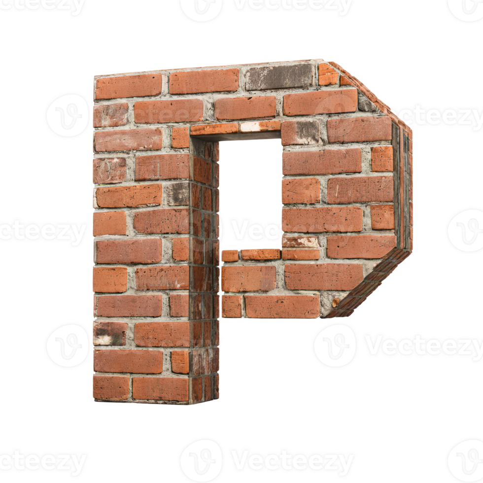 Alphabet made from brick wall png