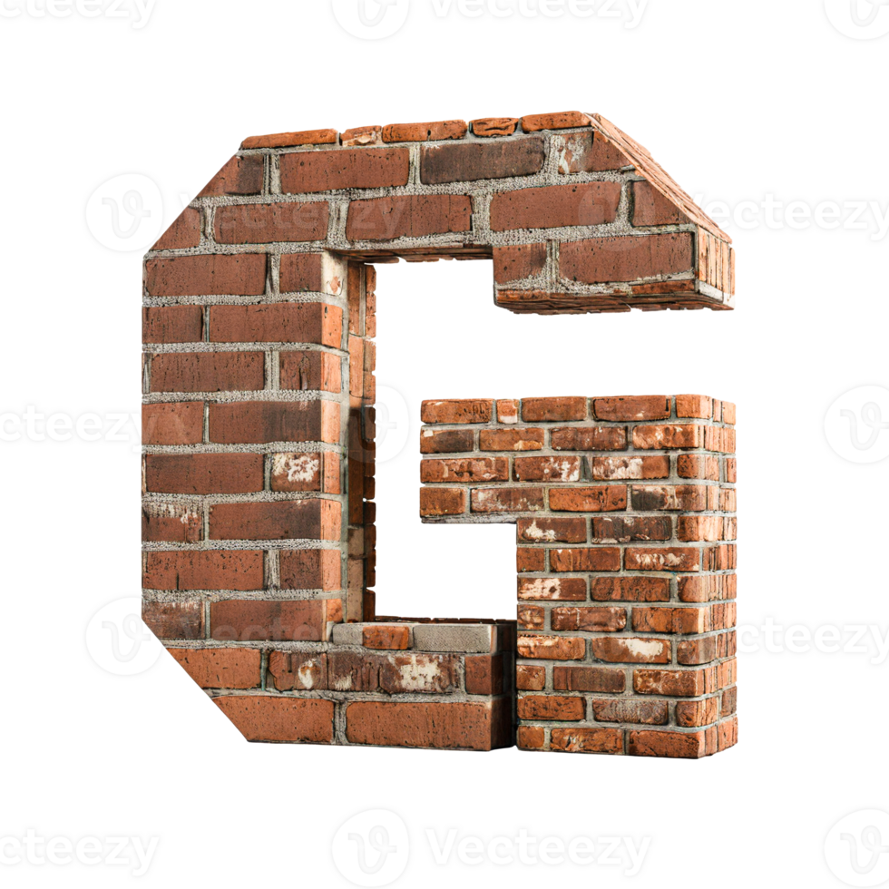 Alphabet made from brick wall png