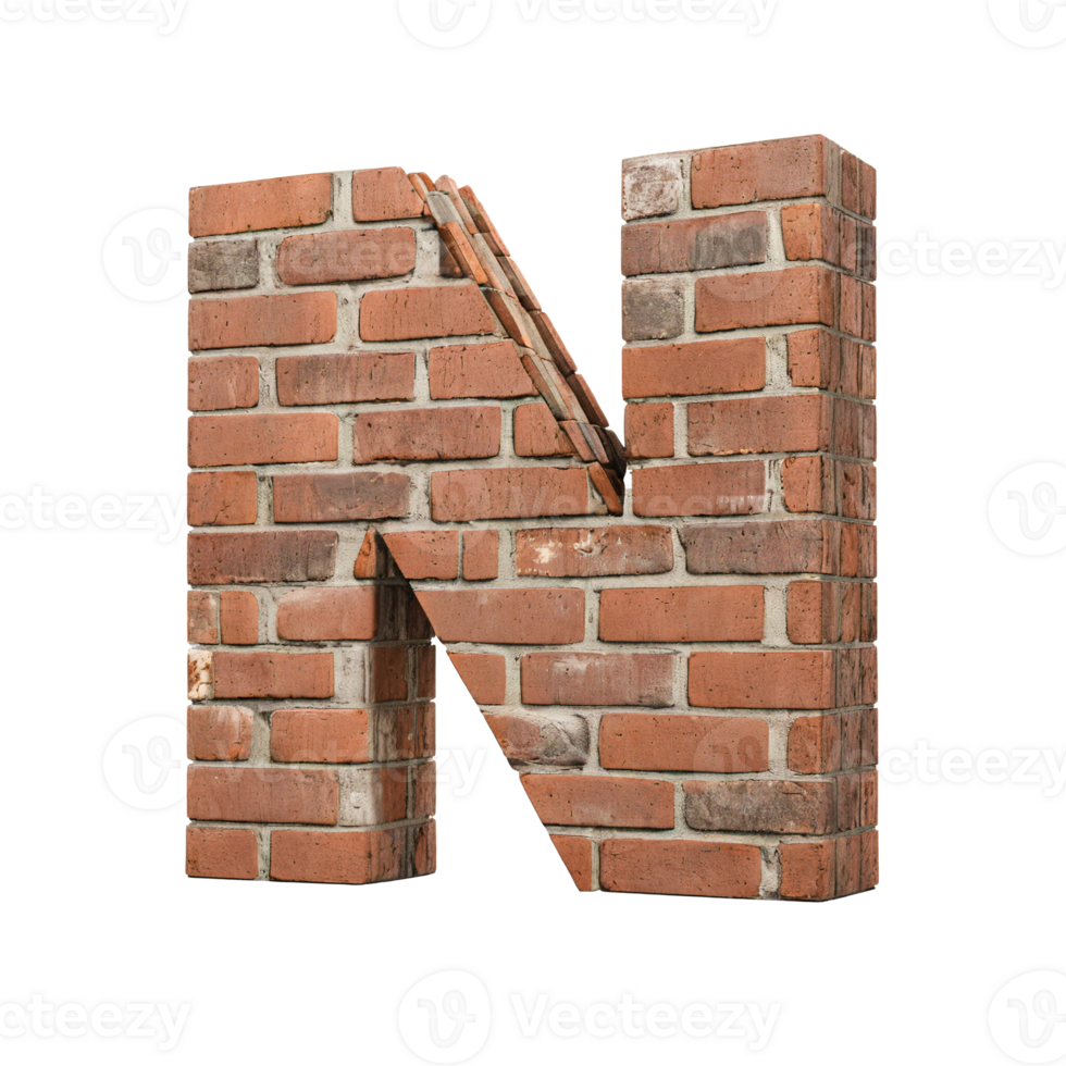 Alphabet made from brick wall png
