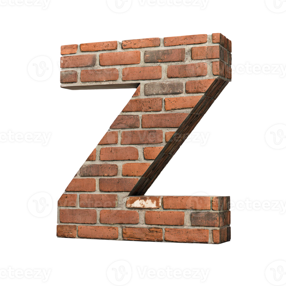 Alphabet made from brick wall png
