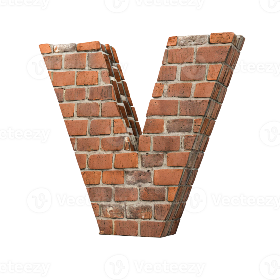 Alphabet made from brick wall png