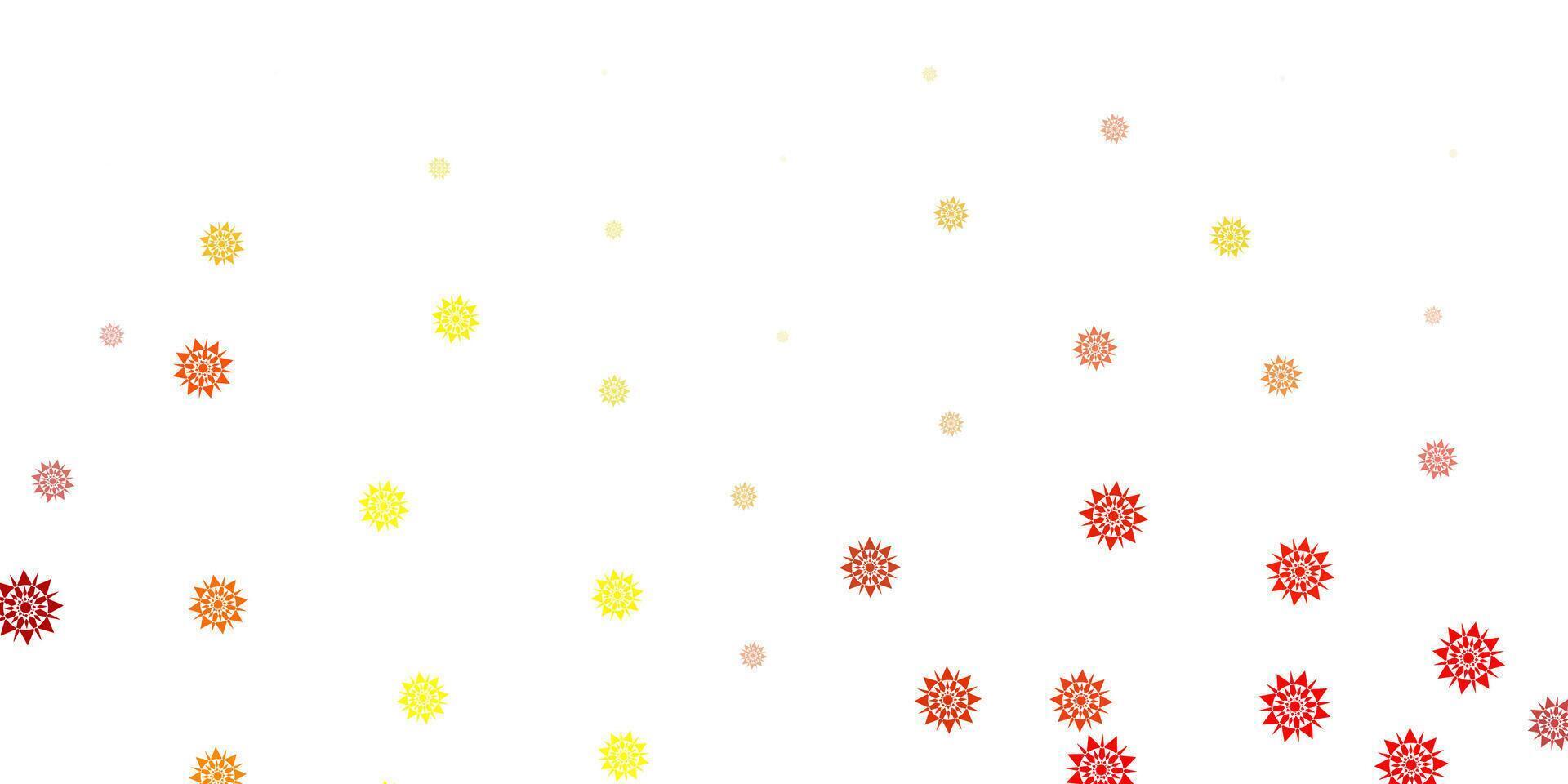 Light orange texture with bright snowflakes. vector