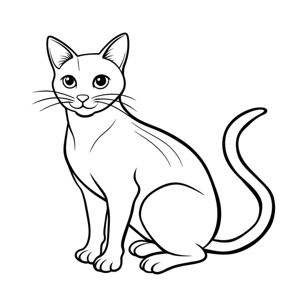 cat illustration black and white cat outline vector