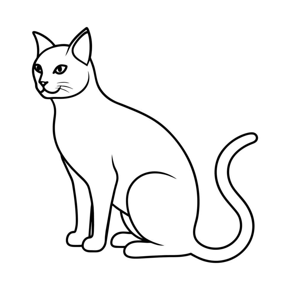 cat illustration black and white cat outline vector