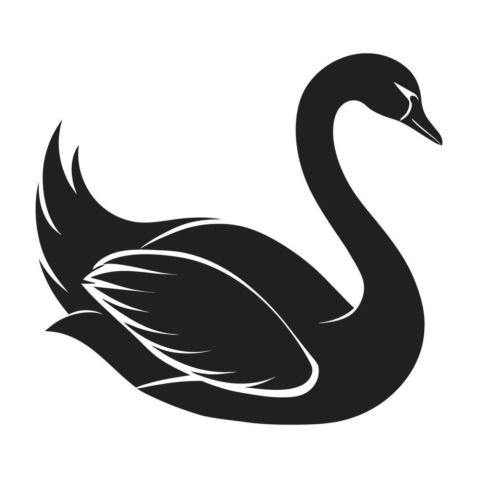 A silhouette swan black and white logo clip art vector