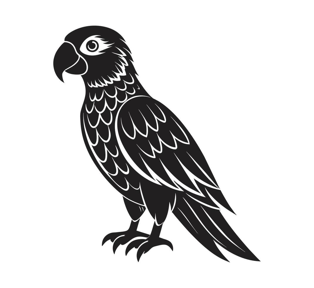 un silueta loro negro y blanco logo acortar Arte vector