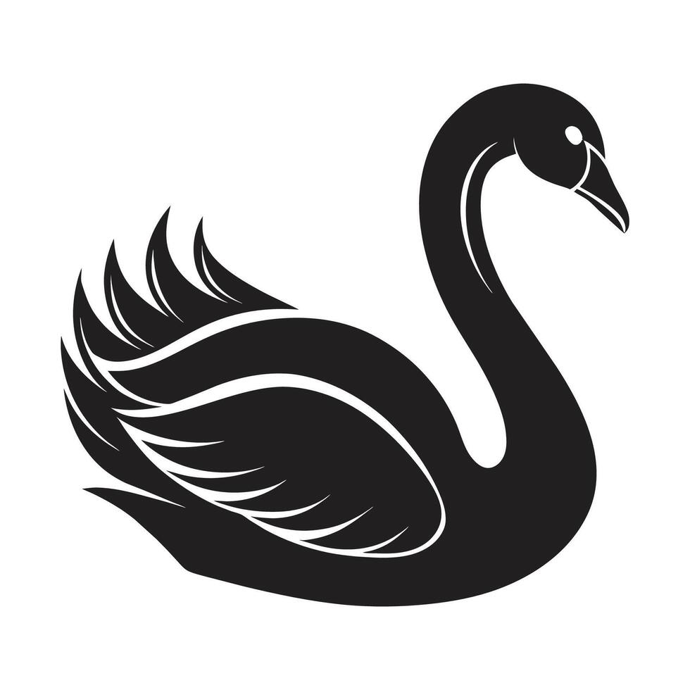 un silueta cisne negro y blanco logo acortar Arte vector