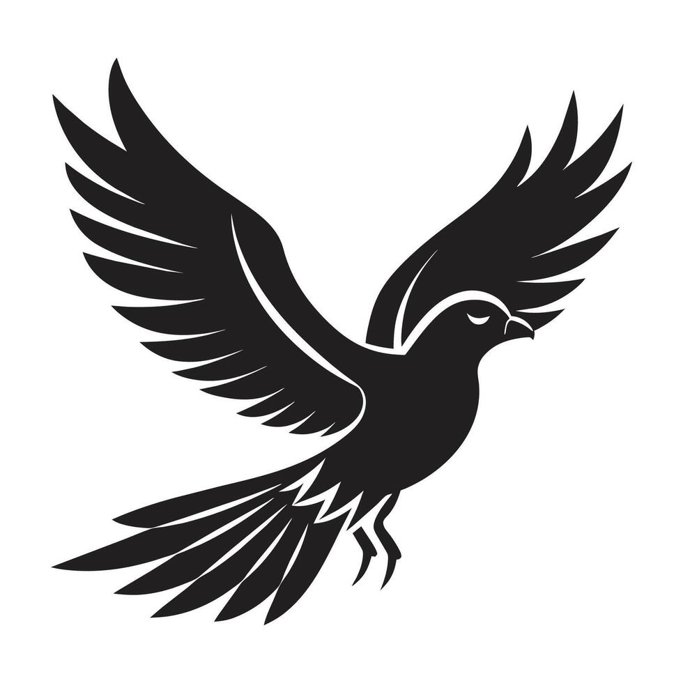 un silueta volador pájaro negro y blanco logo acortar Arte vector