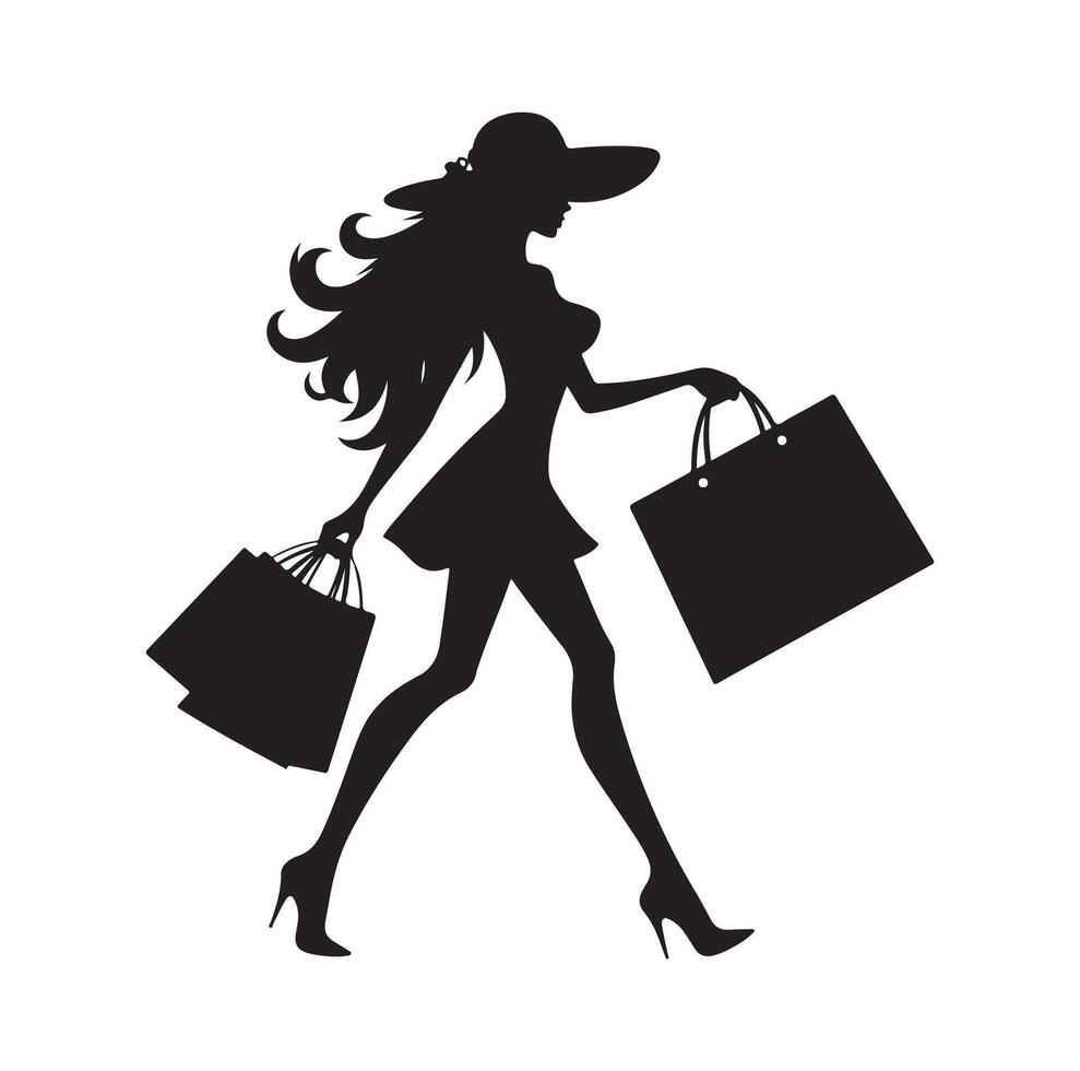 Shopping Girl silhouette illustration vector