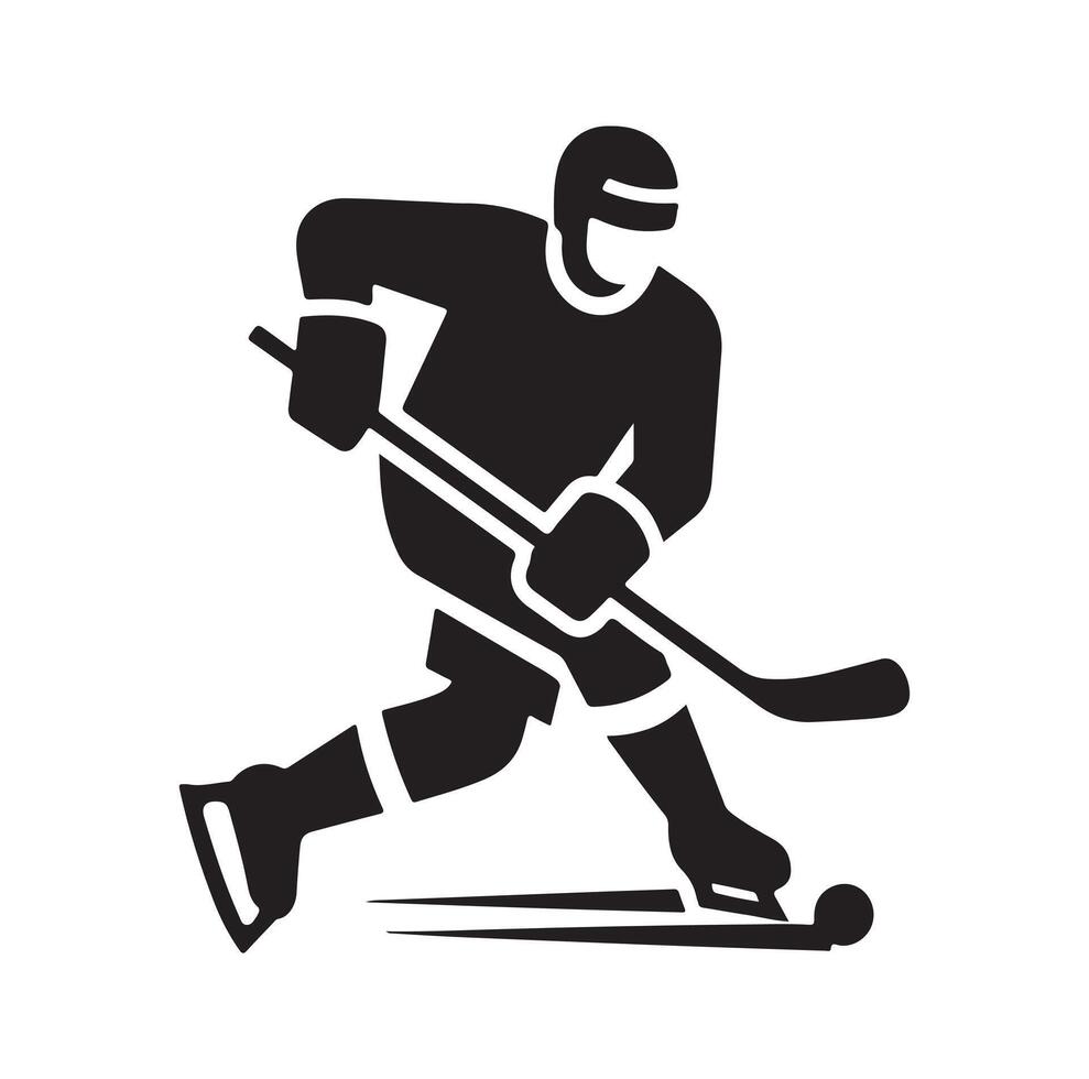 ice hockey player silhouettes icon logo illustration. vector