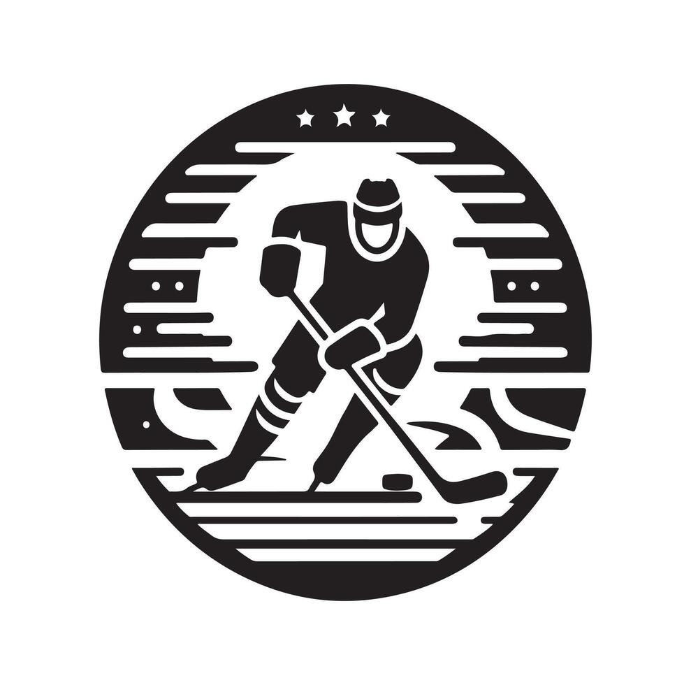 hielo hockey jugador siluetas icono logo ilustración. vector