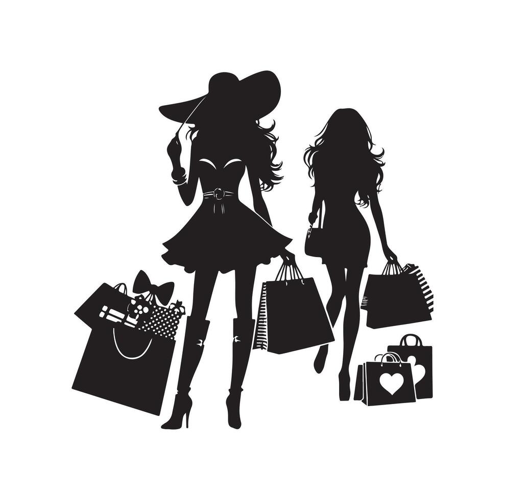 Shopping Girl silhouette illustration vector