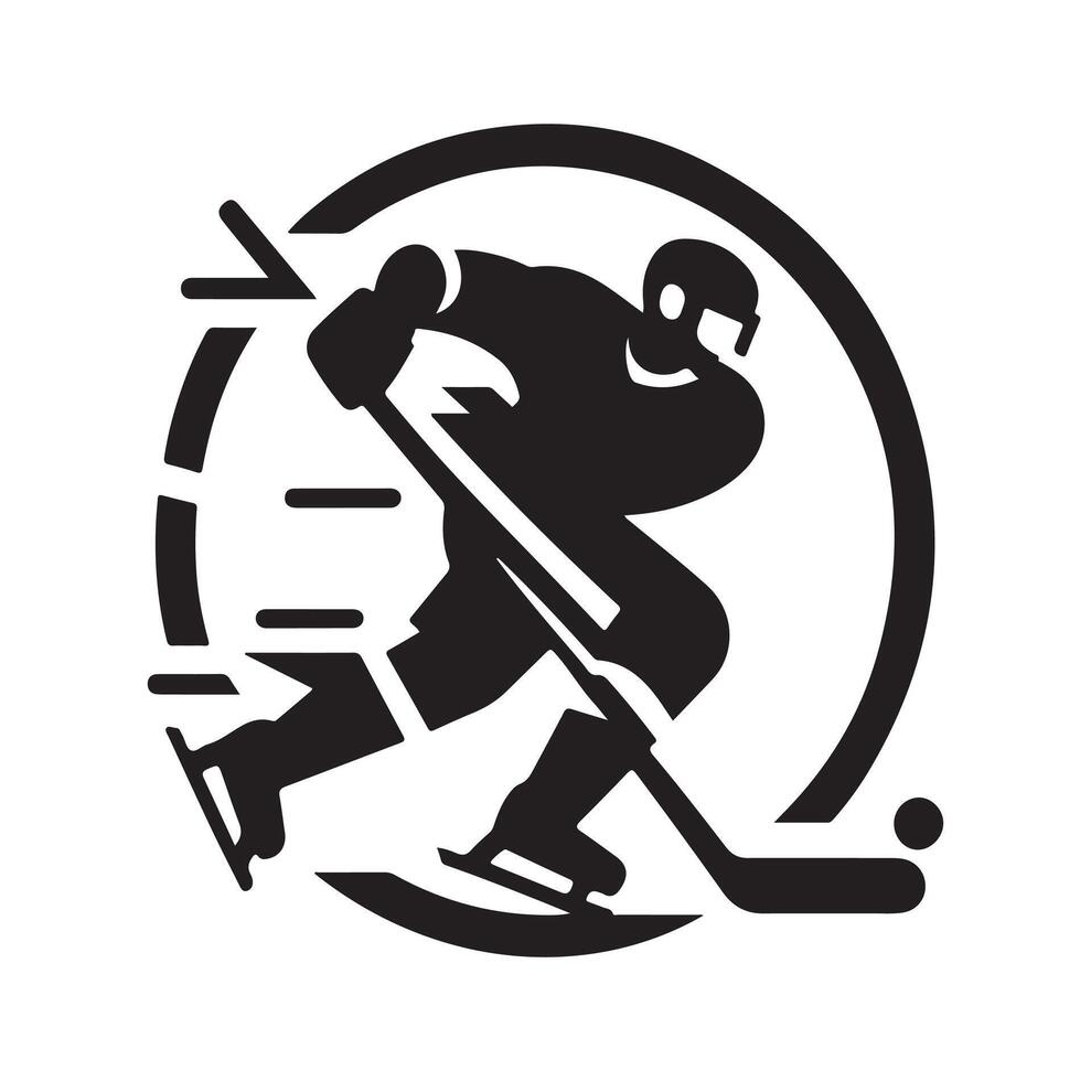 ice hockey player silhouettes icon logo illustration. vector