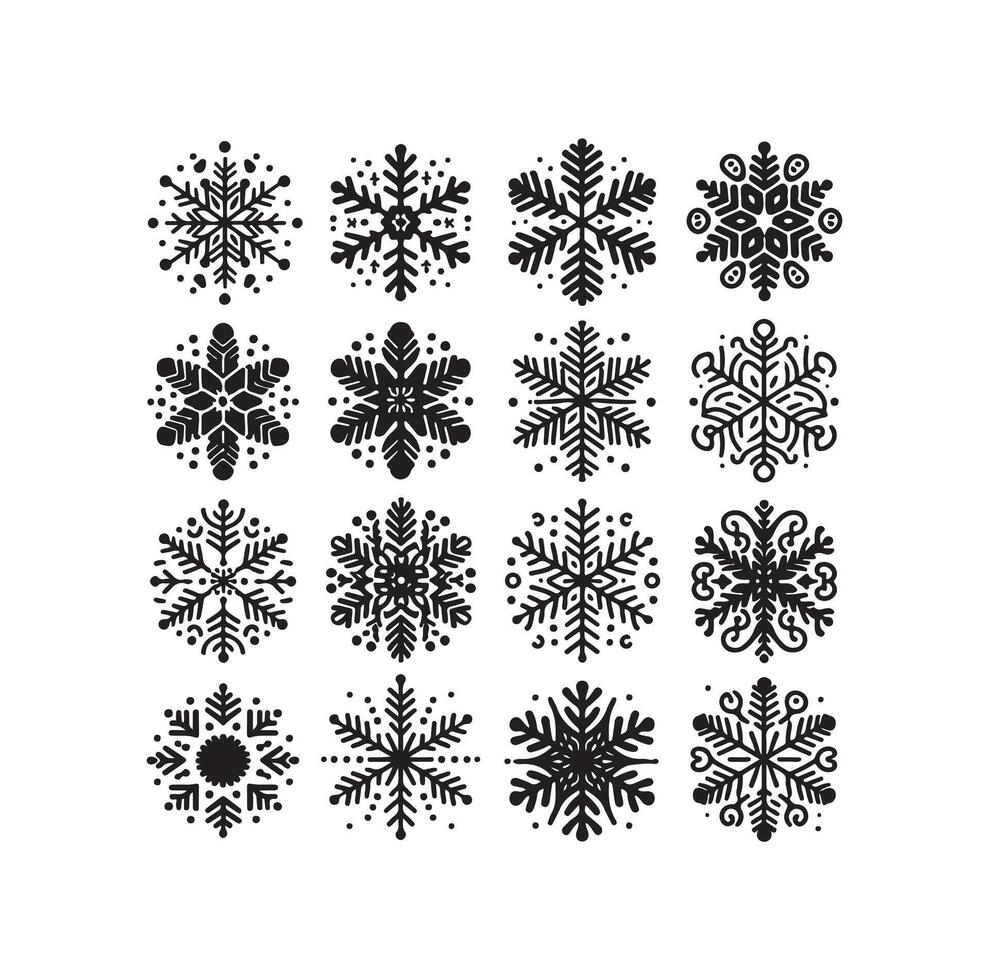 SNOWFLAKES COLLECTION ICON SILHOUETTE STYLE ELEMENT vector