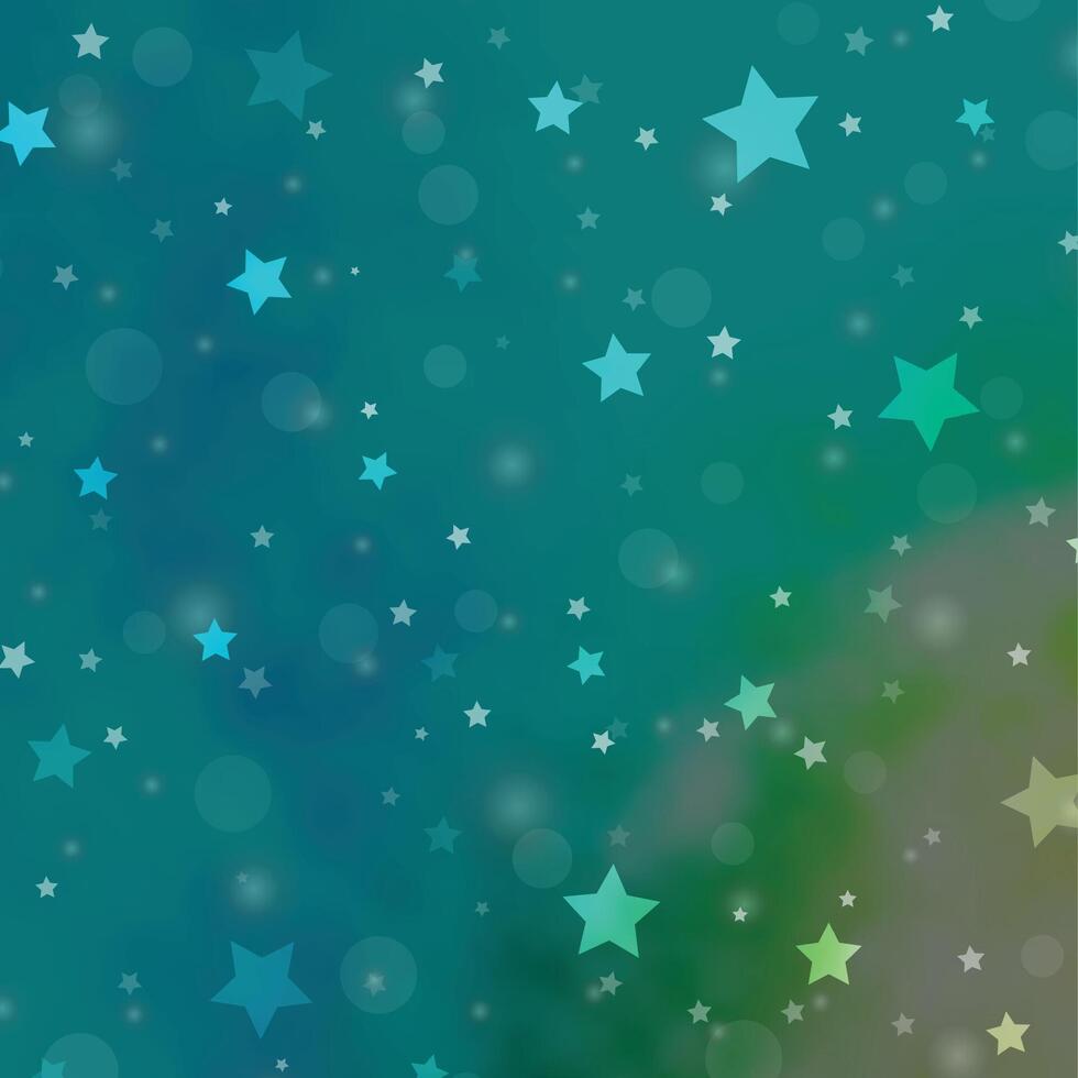 Light Blue, Green pattern with circles, stars. vector