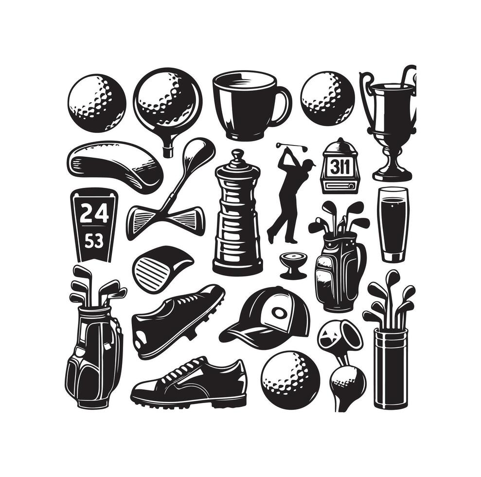 golf icono colección ilustración silueta estilo vector