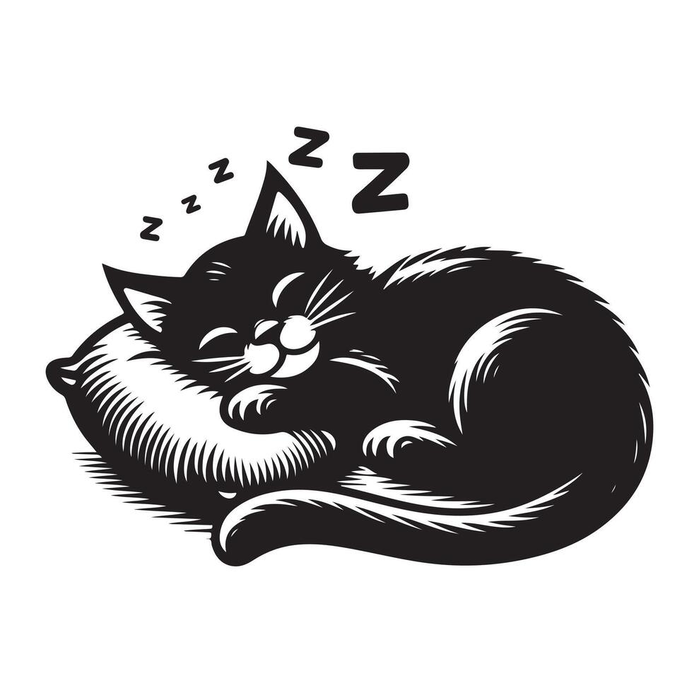 A Cat Sleeping with pillow vector