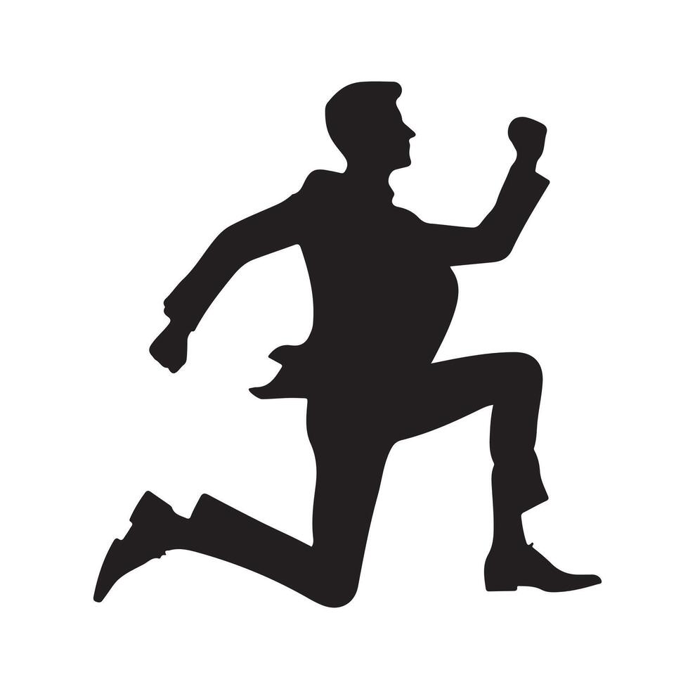 BUSINESS MAN JUMPING POSE SILHOUETTE STYLE. Business people run vector