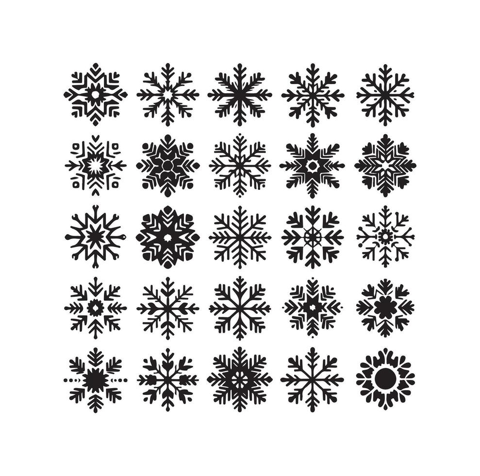 SNOWFLAKES COLLECTION ICON SILHOUETTE STYLE ELEMENT vector