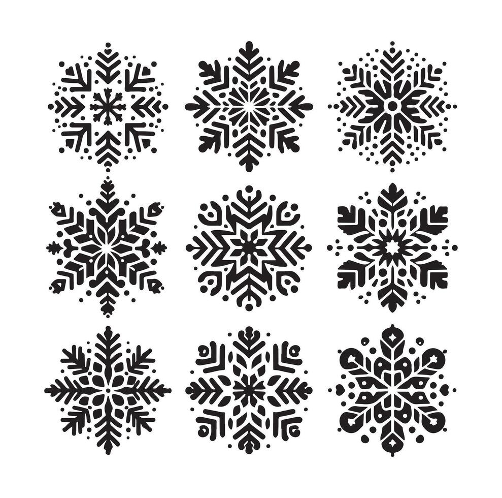 SNOWFLAKES COLLECTION ICON SILHOUETTE STYLE ELEMENT vector