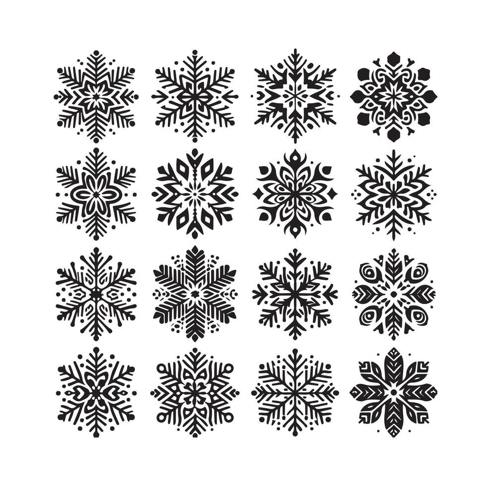 SNOWFLAKES COLLECTION ICON SILHOUETTE STYLE ELEMENT vector