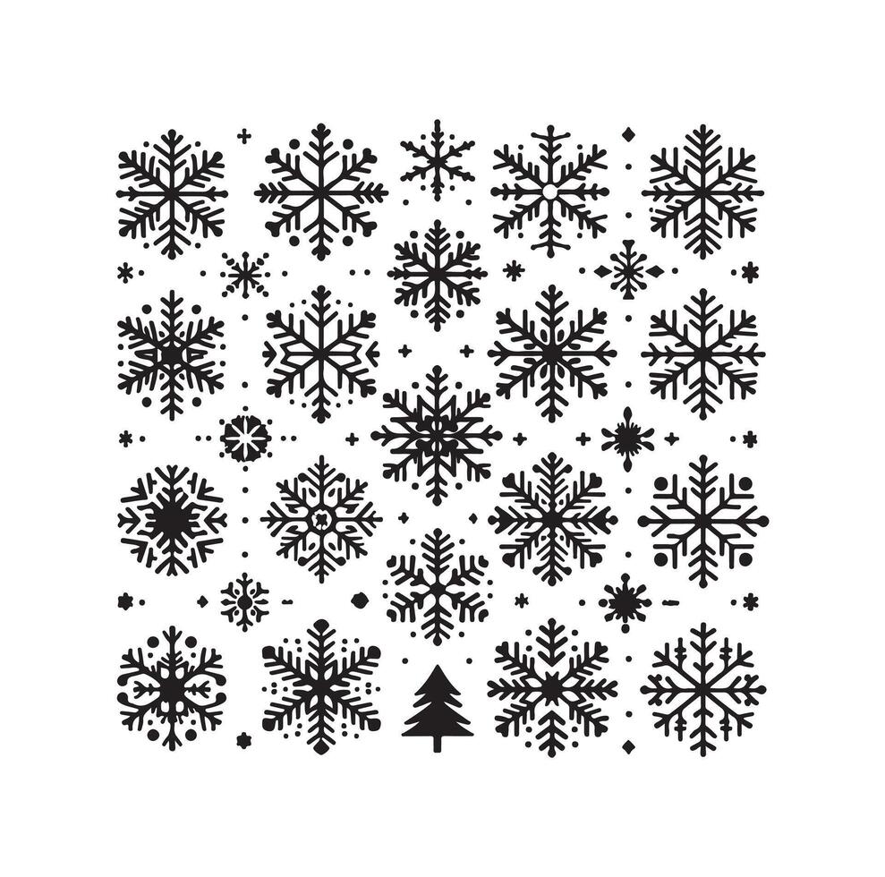 SNOWFLAKES COLLECTION ICON SILHOUETTE STYLE ELEMENT vector